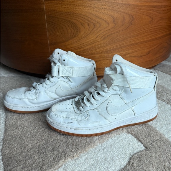 RARE! Nike Air Force Ones Glossy High-Top Sneakers - Picture 1 of 7